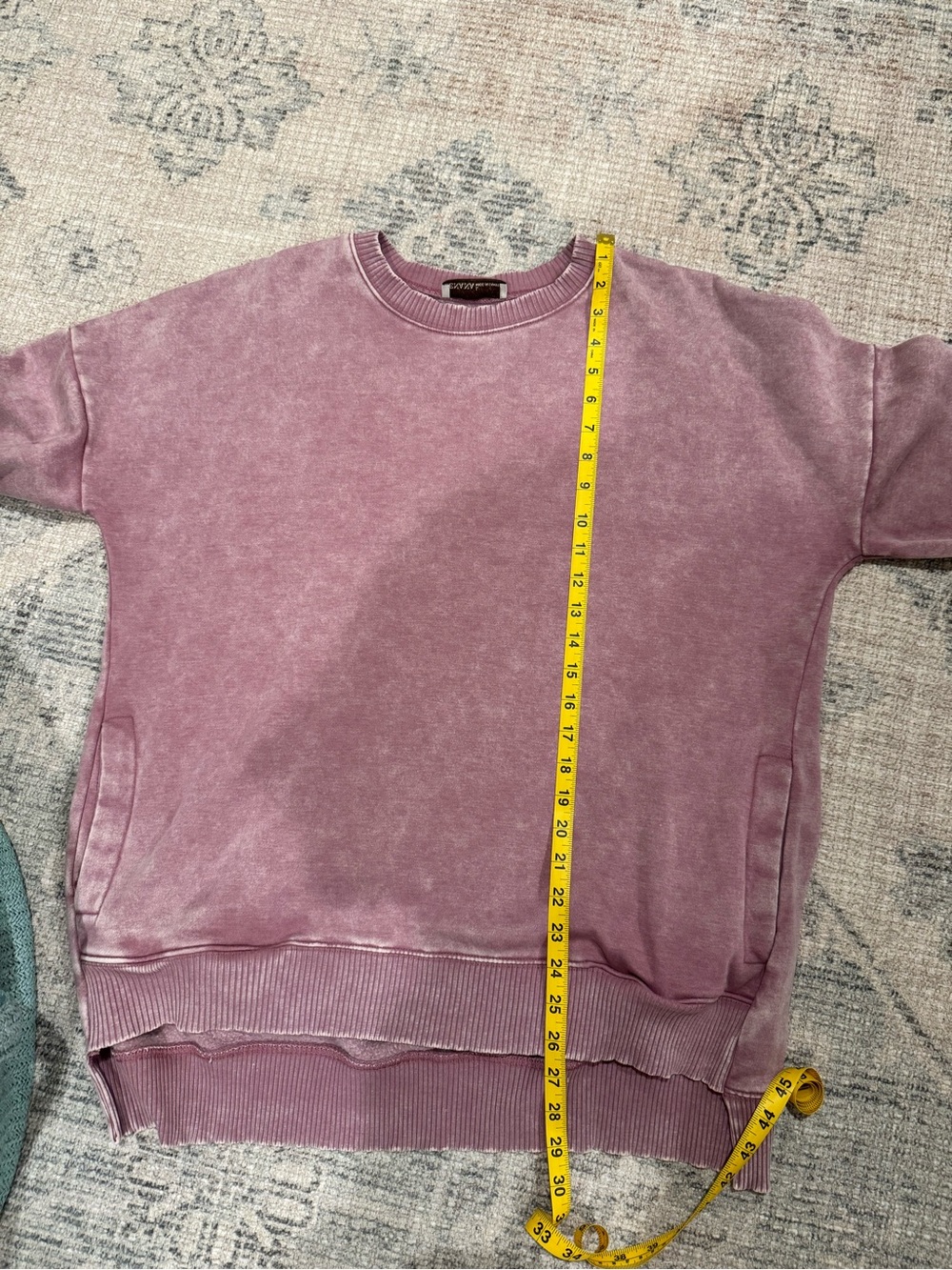 Zenana Outfitters Washed Rose Crewneck Sweatshirt - Picture 11 of 11